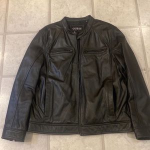 Guess mens leather jacket XL